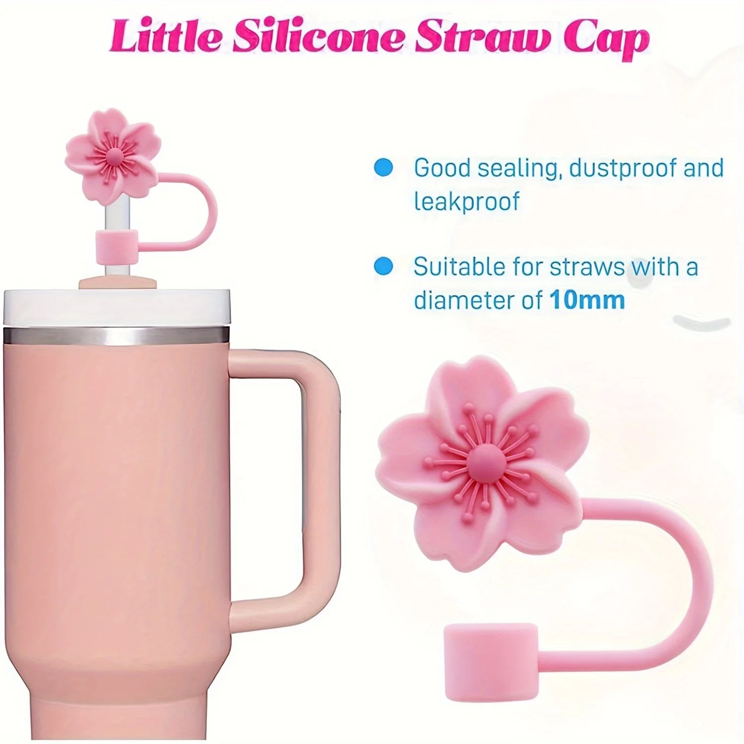 Flower Silicone Straw Covers For Stanley Cup Cute Silicone Flower Shape Drinking Dust Cap Straw Tips Cover Cup Accessories