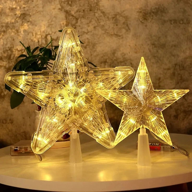 Christmas Tree Ornaments Top Stars LED Light Lamp Christmas Decorations For Home Xmas Trees New Year 2024 Navidad Natal Noel