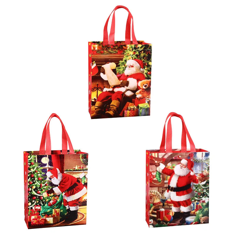 New Year Merry Christmas Gift Bag Snowman Santa Claus Candy Gift Packaging Bag Non-Woven Folding Bag Home Deco Navidad Noel 2024