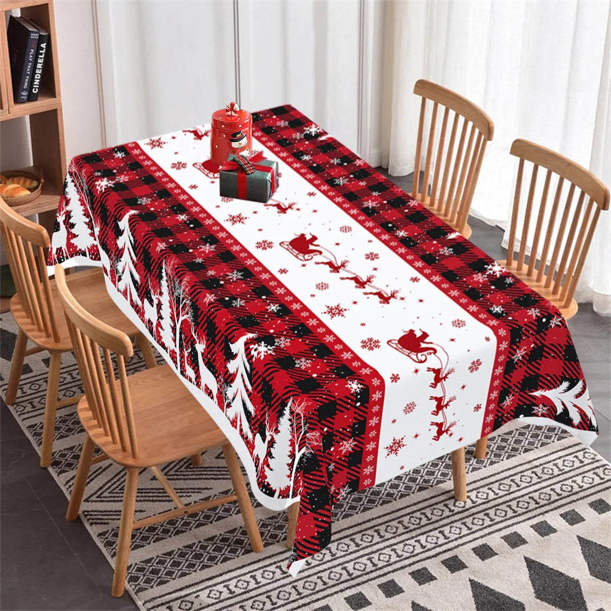 Christmas Disposable Tablecloth Christmas Decorations for Home 2024 Table Cover Navidad Noel New Year Gifts Dining Table Decor