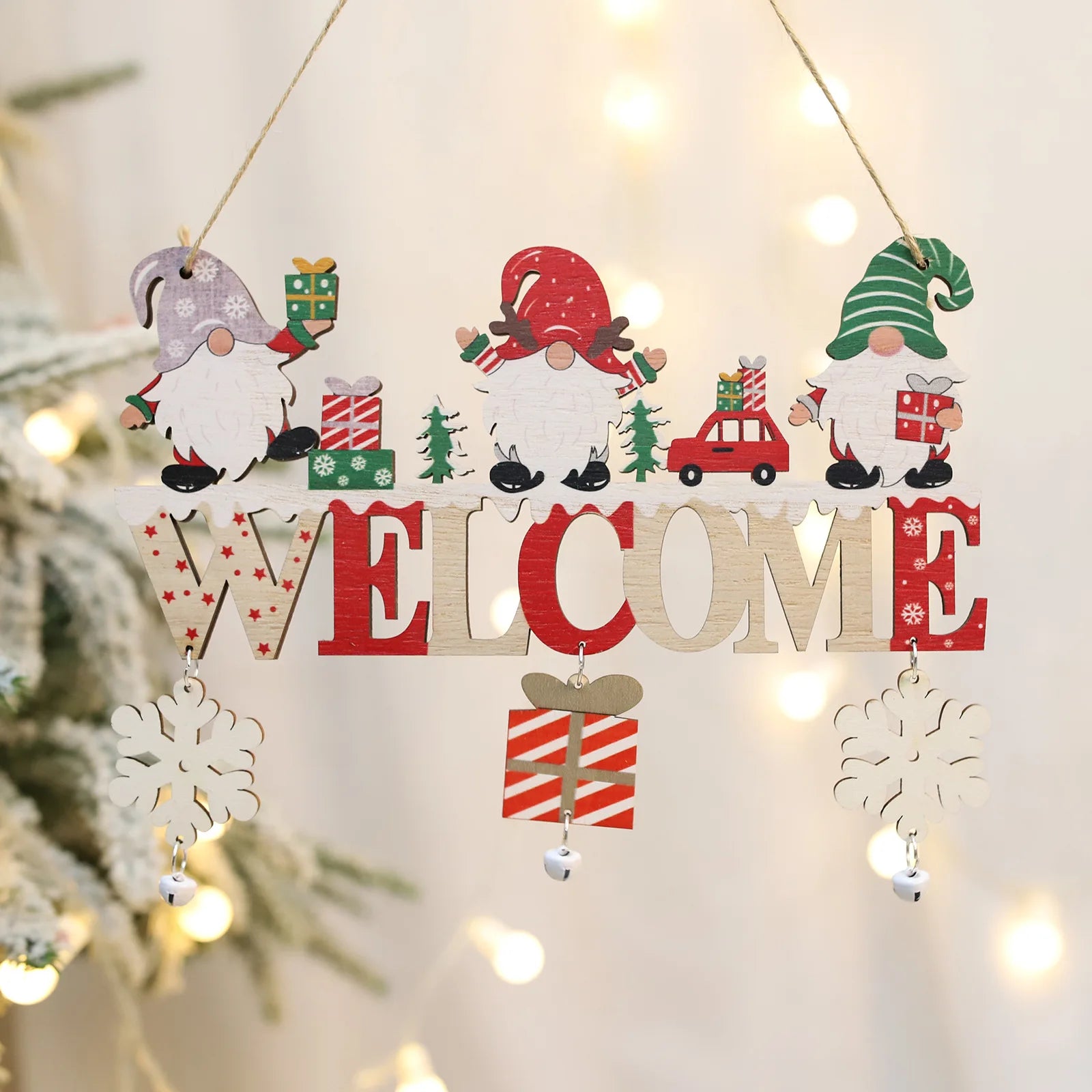 2024 Wooden Christmas Pendants Door Wall Xmas Decor Christmas Tree Hanging Ornaments Happy New Year 2025 Naviidad Decor For Home