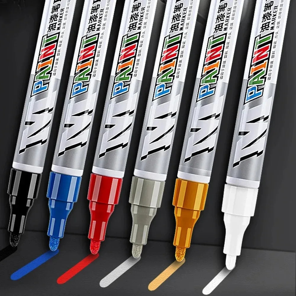 Car paint scratches repair brush pen waterproof water paint marker pen car tire tread care automotive  black white red silver