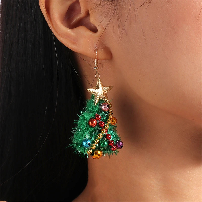 New Fashion Mix Styles Merry Christmas Drop Earrings for Women Christmas Tree Deer Santa Dangle Earrings New Year Jewelry Gifts