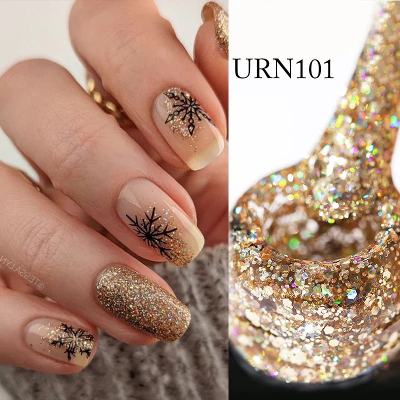 UR SUGAR 7.5ml Glitter Sequins Gel Nail Polish Manicure Winter Christmas Festival Nail Gel UV LED Soak Off Nail Art Gel Varnish