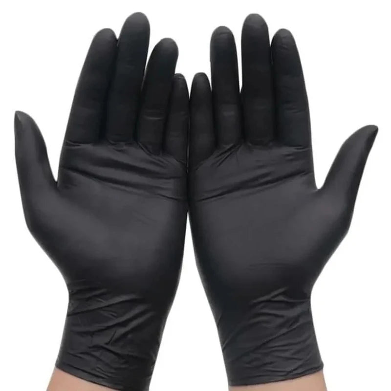 50/20PCS Disposable Black Nitrile Gloves Latex Free Waterproof Durable Suitable for Kitchen Food Processing Beauty SalonFamily