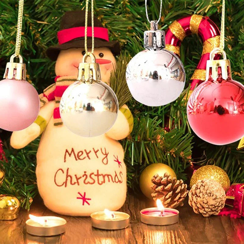 144/24pcs Mini Electroplated Christmas Balls Set Xmas Tree Pendant Christmas Ball Hanging Ornament for New Year Party Home Decor