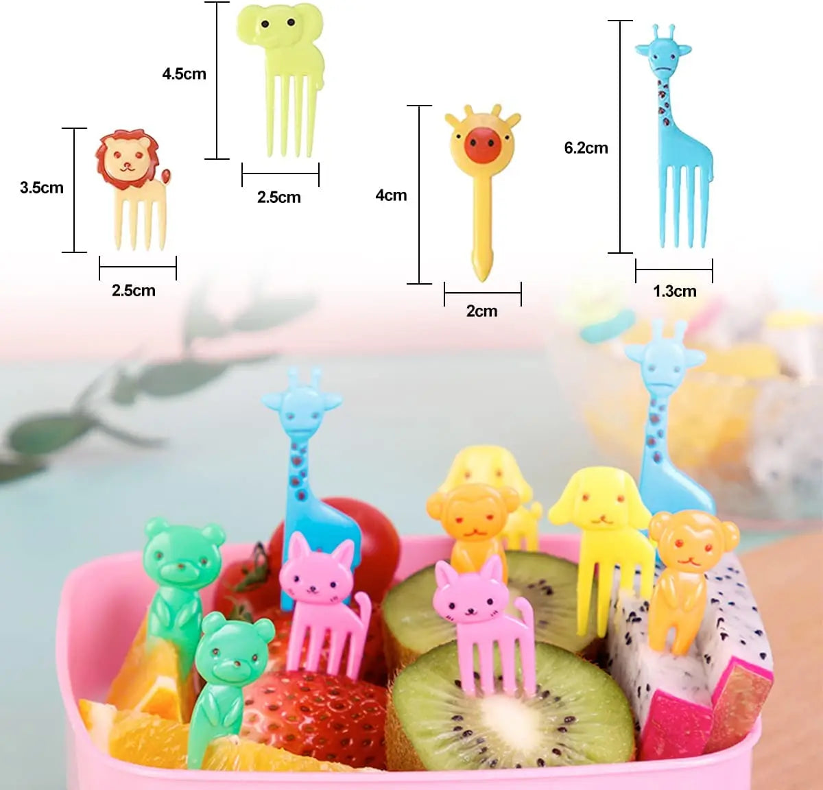 Cute Mini Animal Cartoon Food Picks Children Snack Cake Dessert Food Fruit Forks, Lunch Box Accesorioes for School Kids