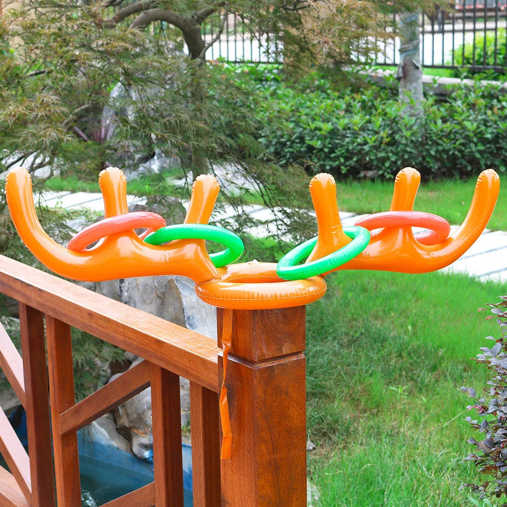 Home Inflatable Toys Christmas Inflatable Antler Ferrule Kids Inflatable Game Hoop Throwing Ring Toy Festive Atmosphere Props