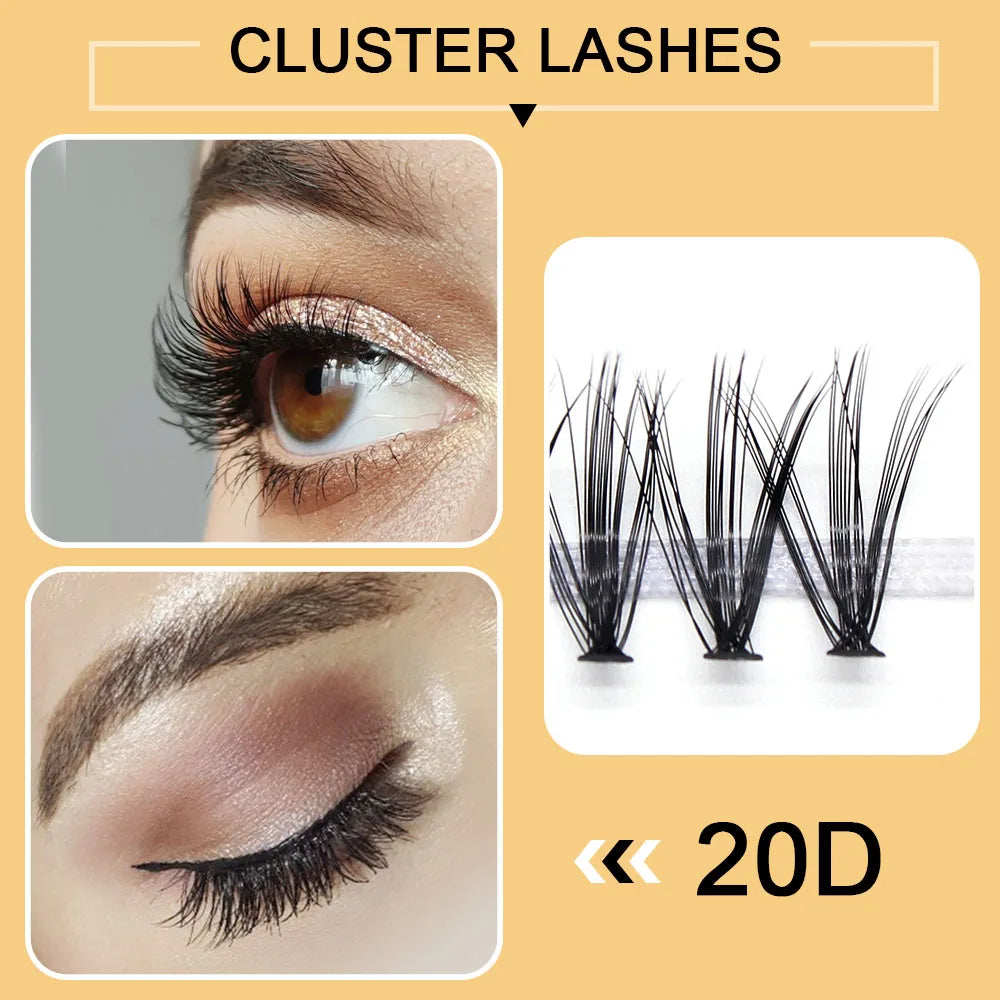 Moonlily Soft Mink 20D/30D/40D Lashes Cluster Eyelash Extension Natural Long 3D Volume Effect Faux Bunche Individual Makeup