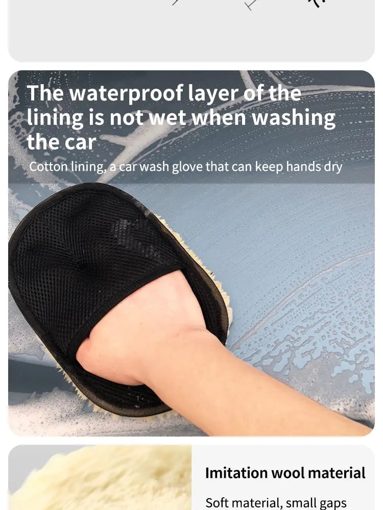 Car Washing Imitation Wool Gloves Thickened Plush Car Wiping Gloves Waxing Polishing Car Cleaning Products