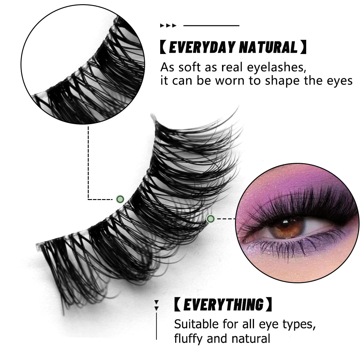 GROINNEYA Half Eye Lashes 5/6/10 Pairs Cat Eye Lashes Clear Band Fake Eyelashes Eye Elongated Natural Look Eyelashes Extension