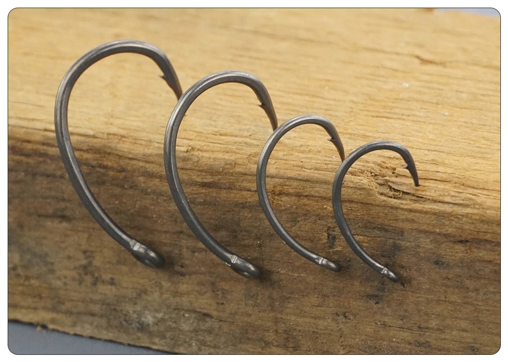 Hirisi 50pcs PTFE Coated High Carbon Stainless Steel Barbed Fish Hook With Eye Fishing Accessories 8031