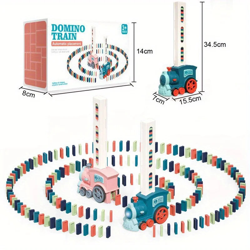 Automatic Laying Domino Train Electric Car Brick Blocks Kits Creative Games DIY Toys Kids Birthday Gift Selling Parts