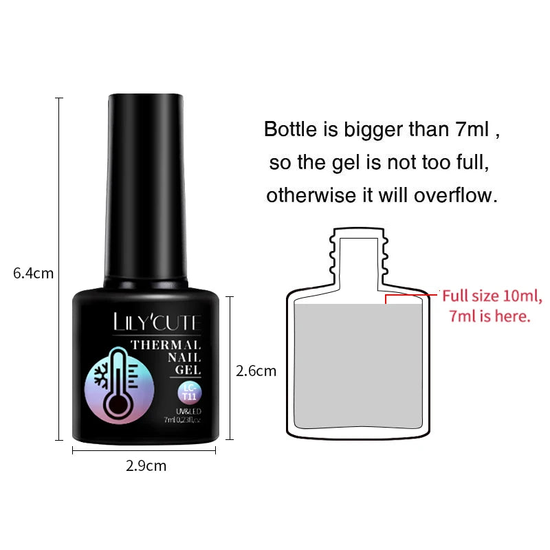 LILYCUTE 7ML Thermal Gel Nail Polish Ultra-thin Temperature Color Changing Gel Polish Semi Permanent UV Gel Nail Art Gel Varnish