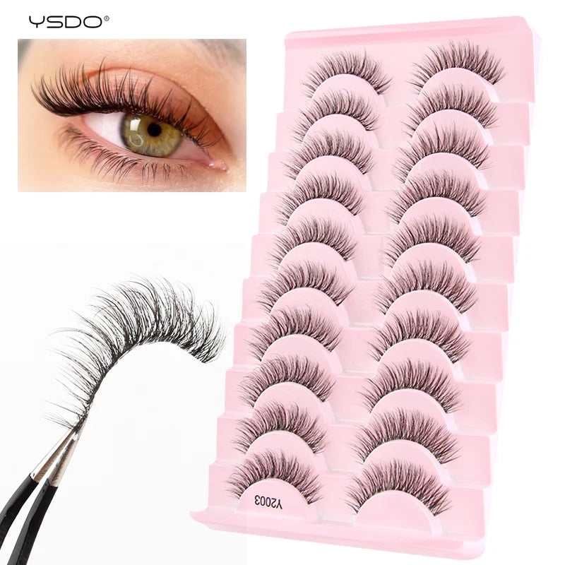 YSDO Half Eyelashes 3/10 pairs Natural Full False Eyelashes 3d Lashes  Cat Eye Fake Eyelashes Extension Faux Cils Makeup Tools