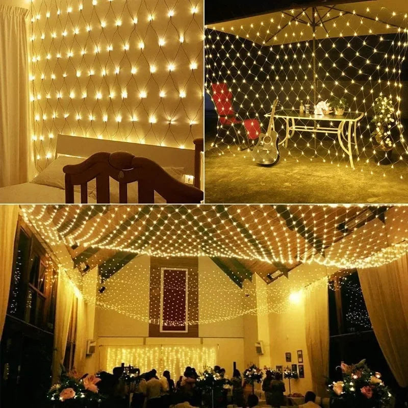 3x2/6x4M ED Net Light Outdoor Christmas Mesh String Light Waterproof Window Curtain Fairy Light for Holiday Party Decor