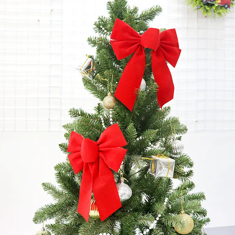 Big Bowknot Red Ribbon Christmas Tree Topper Decoration Red Bow Xmas Wedding Decor for Home Front Door Pendant Decor Party Prop