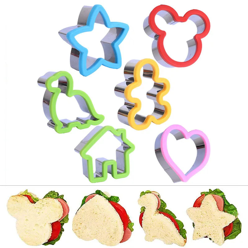 Hot Animal Dinosaur Star Heart Shape Stainless Steel Bread Mould Metal Cookie Cutters Mold Baking Sandwich Cutter Set for Kids