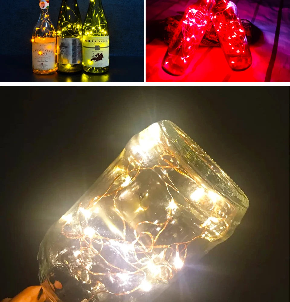 1M 2M 3M Wine Bottle Cork LED String Lights Holiday Fairy Lights Garland Christmas Tree Wedding Party Decor Bar Bottle Lights