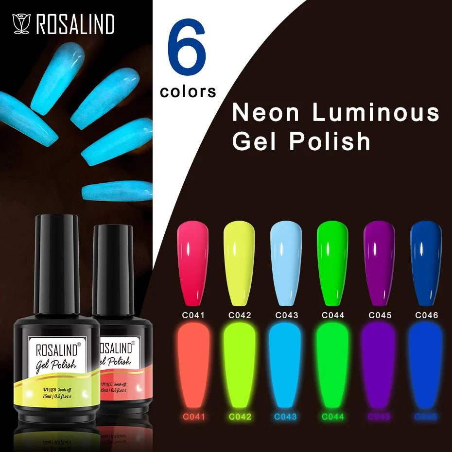 ROSALIND Mini/15ml Soak Off Pure Color Nail Gel Bright For Nail Art Design LED/UV Lamp Semi Permanent Need Base Top Coat