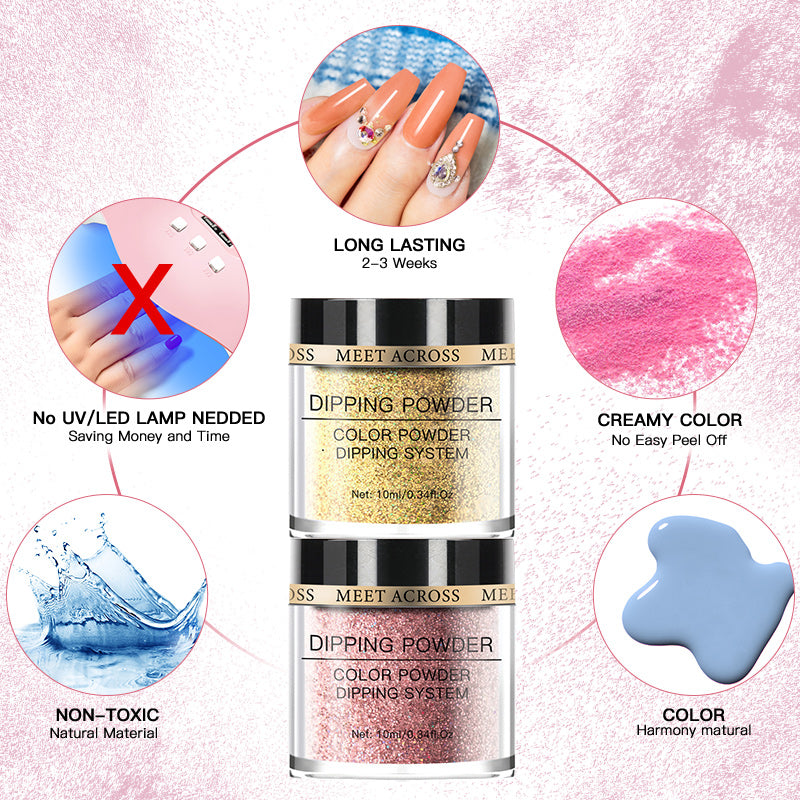 MEET ACROSS Dipping Nail Powder Temperature Changing Color Powder Glitter Thermal Pigment Dust Soak Off UV Nail Decoration