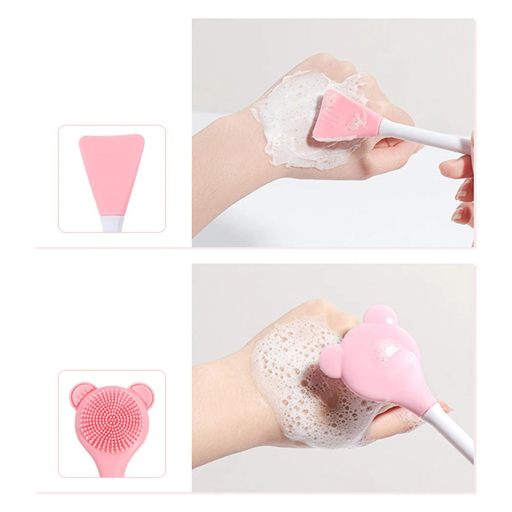 Cleansing Brush 2 In 1 Silicone Mask Brush And Facial Cleaning Brush Are Used For Exfoliation, Massage, Makeup Removal Skin Care