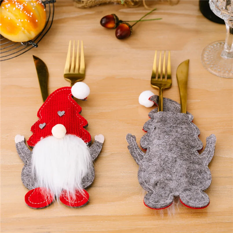 4/2/1PCS Xmas Cutlery Bag Santa Claus Knife Fork Storage Pocket Bag Christmas New Year Tableware Decorations Home Ornament