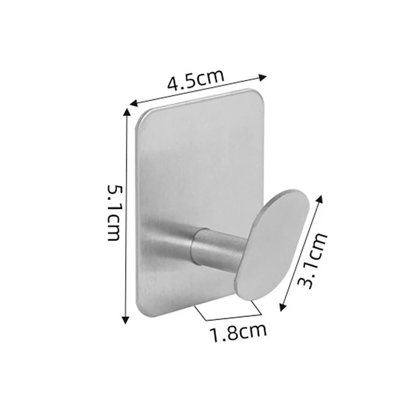 4/1pcs Stainless Steel Bathroom Robe Hooks Adhesive Wall Hook Towel holder Bathroom Kitchen Hardware Multi-Purpose Hanger Hook