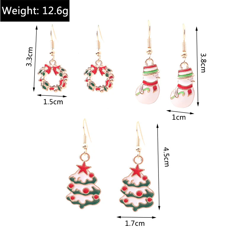 New Fashion Mix Styles Merry Christmas Drop Earrings for Women Christmas Tree Deer Santa Dangle Earrings New Year Jewelry Gifts