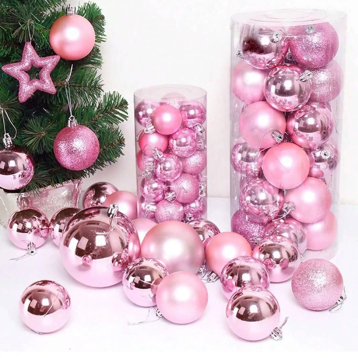 24pcs 4cm mini pink gold silver Christmas hanging ball Christmas tree home decoration hanging ball