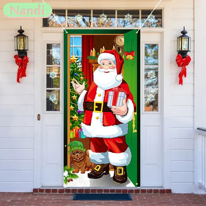 New Year Christmas Background Decoration Hanging Cloth Christmas Door Background Cloth Party Decoration Tapestry Door Cover