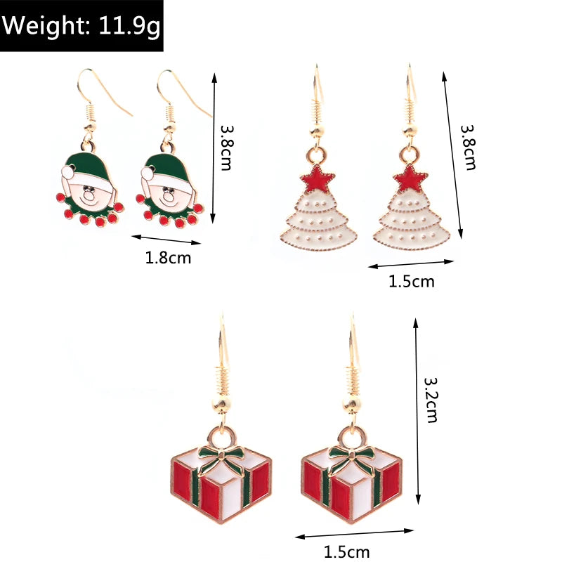 New Fashion Mix Styles Merry Christmas Drop Earrings for Women Christmas Tree Deer Santa Dangle Earrings New Year Jewelry Gifts