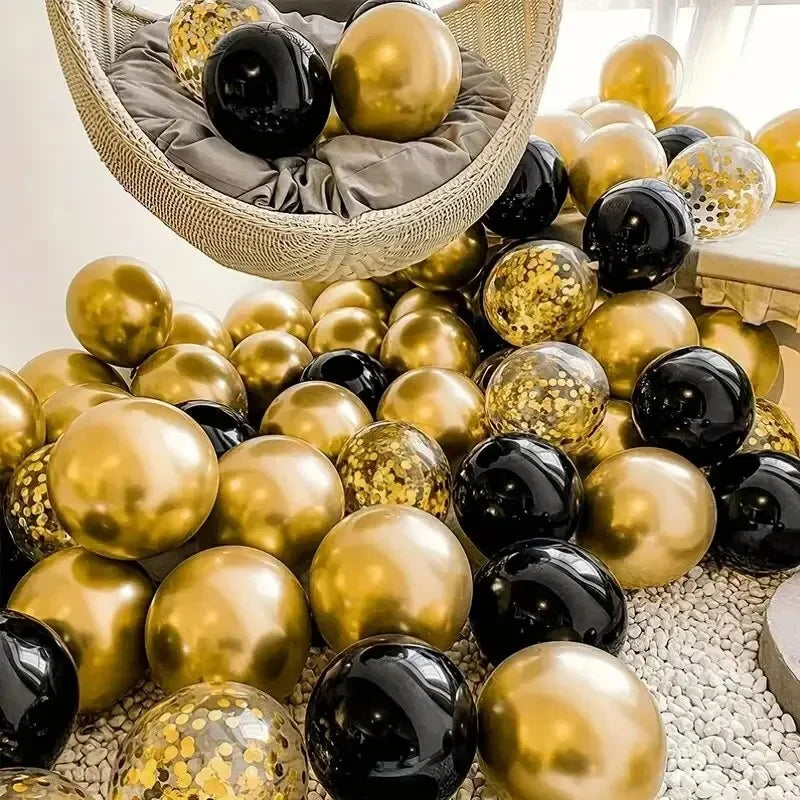 16pcs Black Metallic Sequin Balloons for Birthday Wedding Graduation Party Balloon Decoration