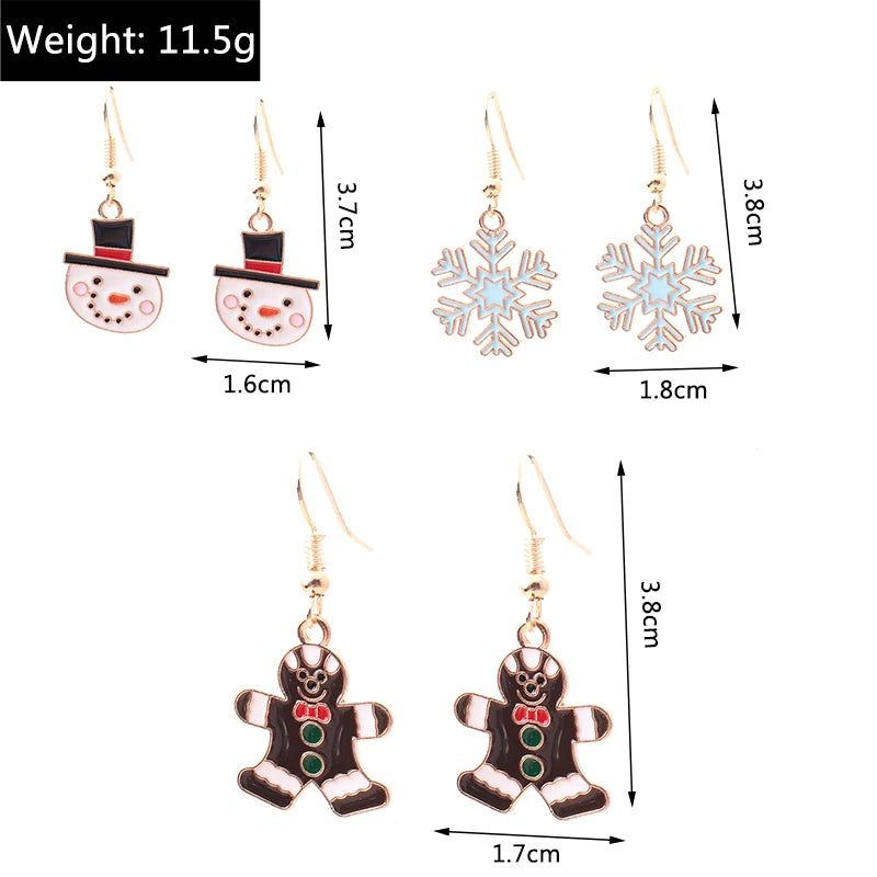 New Fashion Mix Styles Merry Christmas Drop Earrings for Women Christmas Tree Deer Santa Dangle Earrings New Year Jewelry Gifts