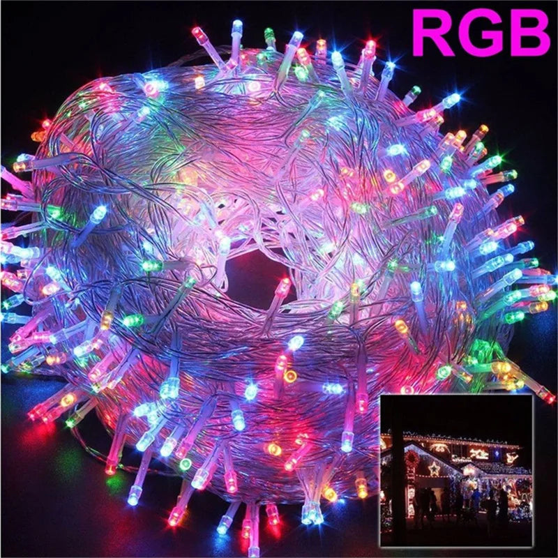 Xmas Outdoor Christmas Lights Led String Lights 100M 10M 5M Luces Decoracion Fairy Light Holiday Lights Lighting tree garland