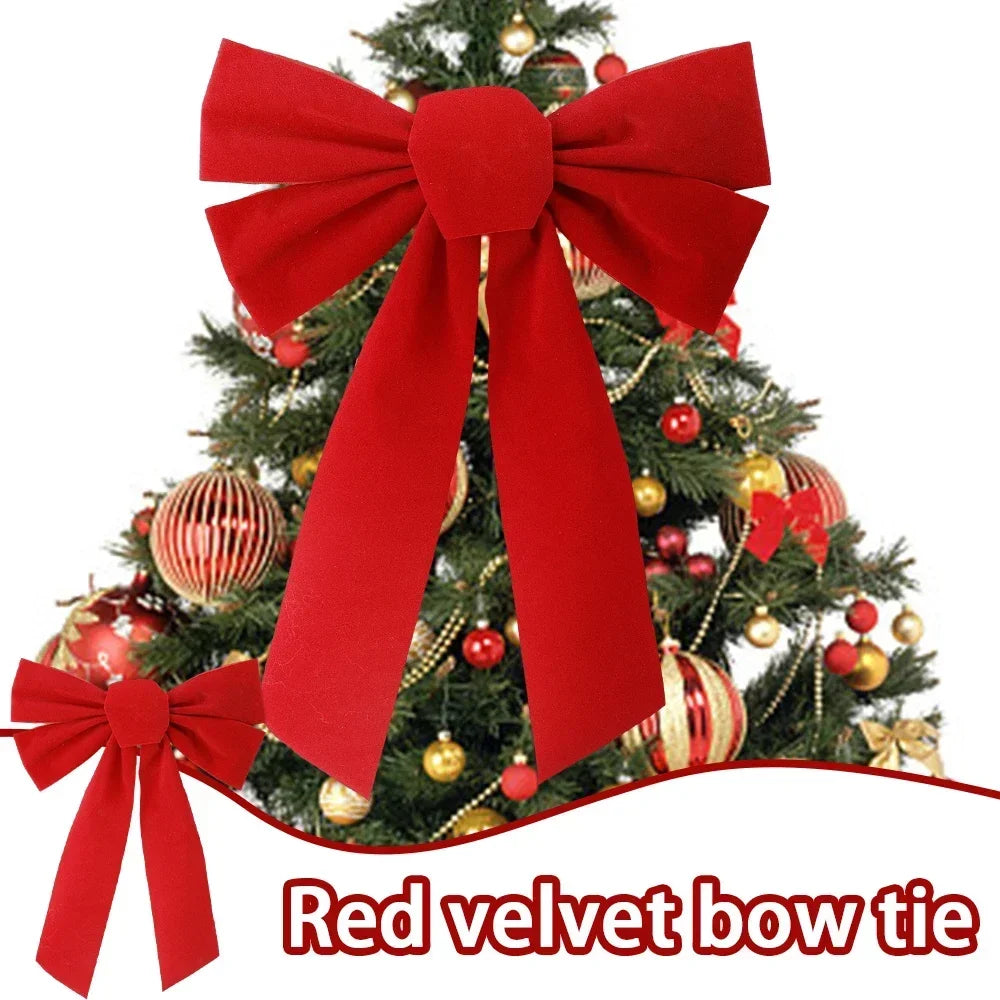 Big Bowknot Red Ribbon Christmas Tree Topper Decoration Red Bow Xmas Wedding Decor for Home Front Door Pendant Decor Party Prop