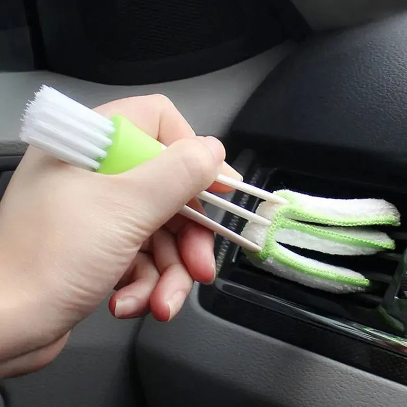 Multifunction Car Air Vent Cleaner Mini Double-end Micro Fiber Vent Duster Removable Cloth Cover Portable Cleaning Brush For Car