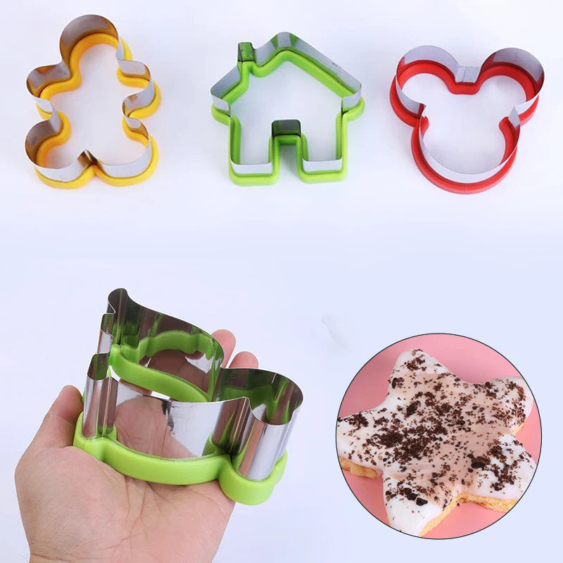 Hot Animal Dinosaur Star Heart Shape Stainless Steel Bread Mould Metal Cookie Cutters Mold Baking Sandwich Cutter Set for Kids