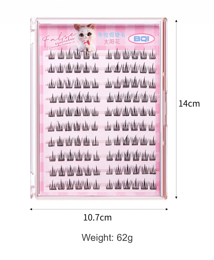 10 Rows of Large Capacity Glue-free False Eyelashes Single Cluster 10-12MM C-curled Natural Self-adhesive false Eyelashes