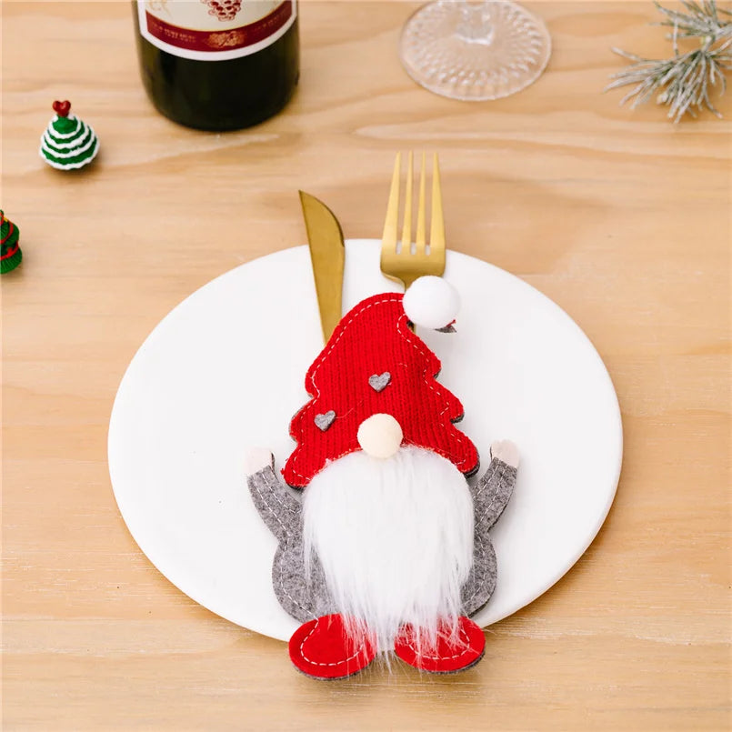 4/2/1PCS Xmas Cutlery Bag Santa Claus Knife Fork Storage Pocket Bag Christmas New Year Tableware Decorations Home Ornament