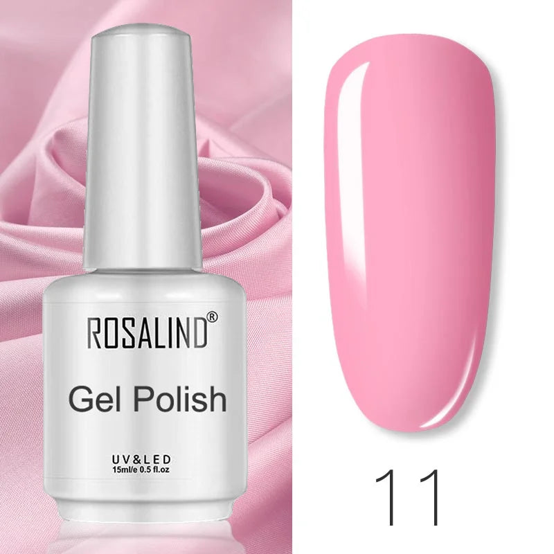 ROSALIND Mini/15ml Soak Off Pure Color Nail Gel Bright For Nail Art Design LED/UV Lamp Semi Permanent Need Base Top Coat