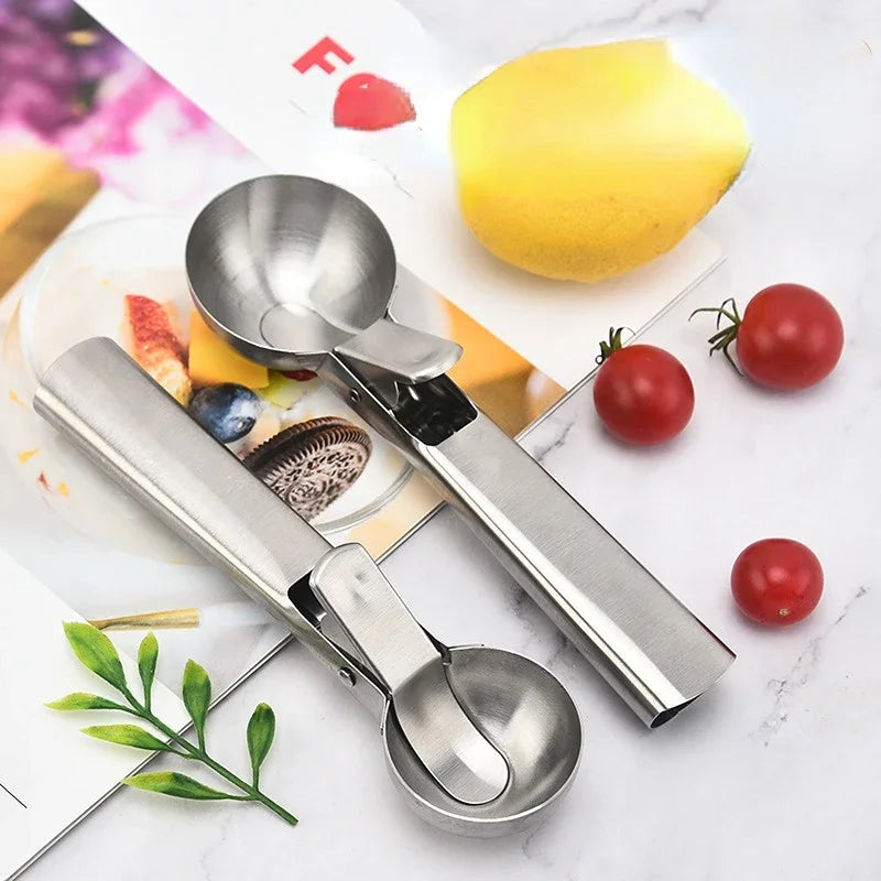 Multifunctional Ice Cream Scoops Stainless Steel Dual-Purpose Scoop Fruit Watermelon Spoon Ball Scoop Household Ice Cream Tools