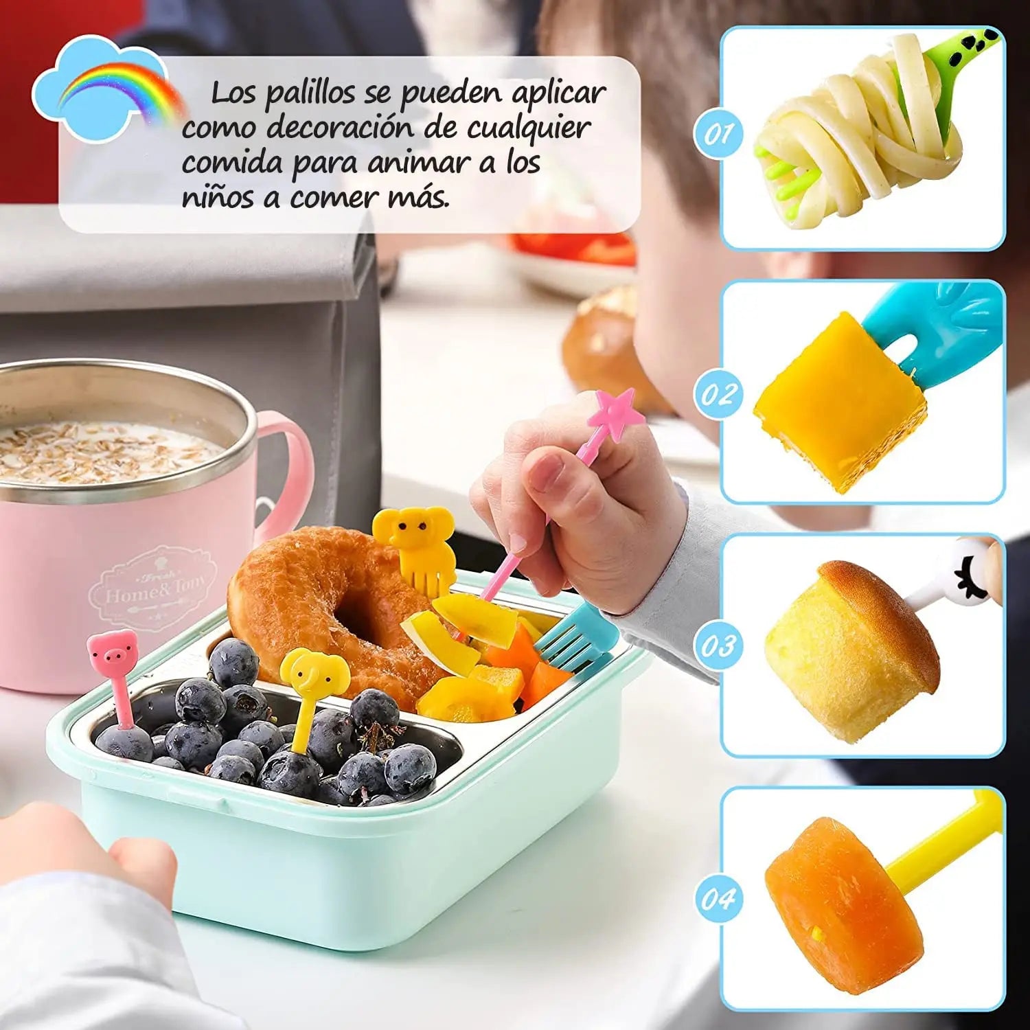 Cute Mini Animal Cartoon Food Picks Children Snack Cake Dessert Food Fruit Forks, Lunch Box Accesorioes for School Kids