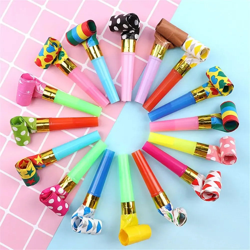 30PCS Colorful Whistles Toy Funny Toy Children Blowing Dragon Whistle Blow Roll Toys Baby Party Games Birthday Gifts Toddler Toy