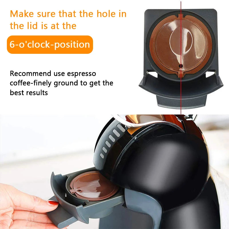 Reusable Coffee Capsules Filter Cup Dispenser for Nescafe Dolce Gusto Refillable Coffee Capsules with Spoon Cleaning Brush Kit