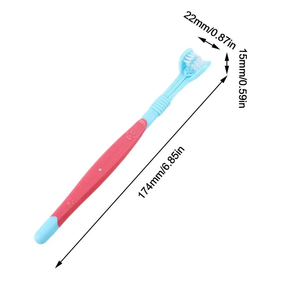 Three Sided Pet Toothbrush Three-Head Pet Toothbrush For Dogs And Cats Oral Cleaning Brush Care Products Tool Wholesale