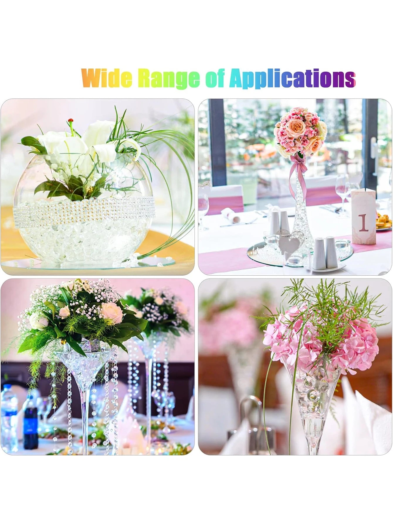 5000pcs Water Absorbing Gel Jelly Beads，Vase Filler Beads，Non Toxic PP Water Beads For Soilless Planting，，Floating Candle Making，Wedding Centerpiece, Floral Arrangement, Home Decoration Crystal Soil