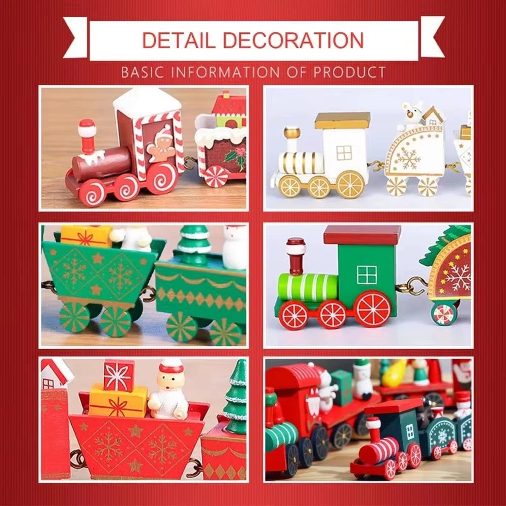 Christmas Train Merry Christmas Decorations For Home 2024 Cristmas Wooden Ornament Xmas Navidad Noel Gifts New Year 2025