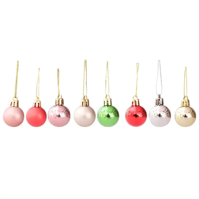 144/24pcs Mini Electroplated Christmas Balls Set Xmas Tree Pendant Christmas Ball Hanging Ornament for New Year Party Home Decor