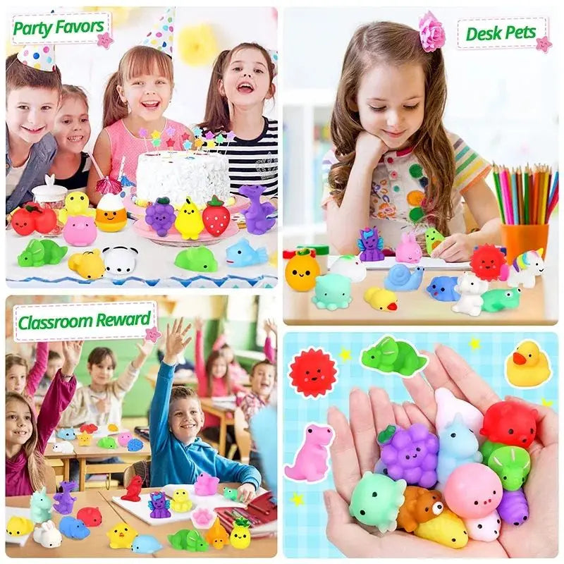 20Pcs Mini Cute Cartoon Animal Stress Relief Toys For Boys Girls Birthday Party Favor Piñata Filler Carnival Kids Party Supplies